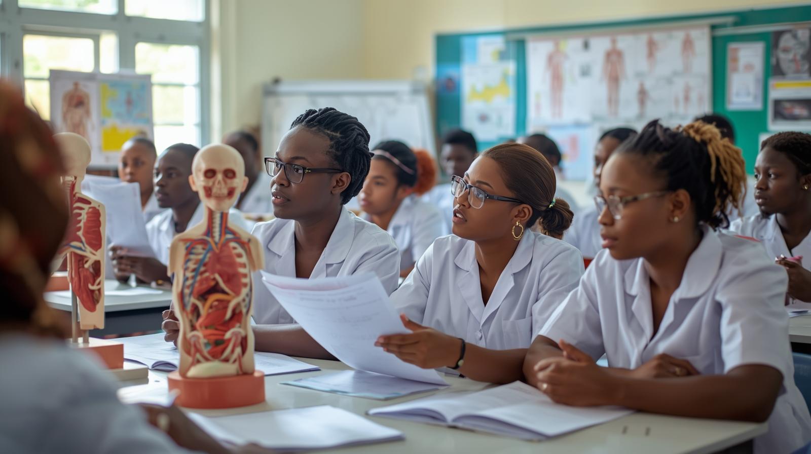 Nursing students in skills laboratory
